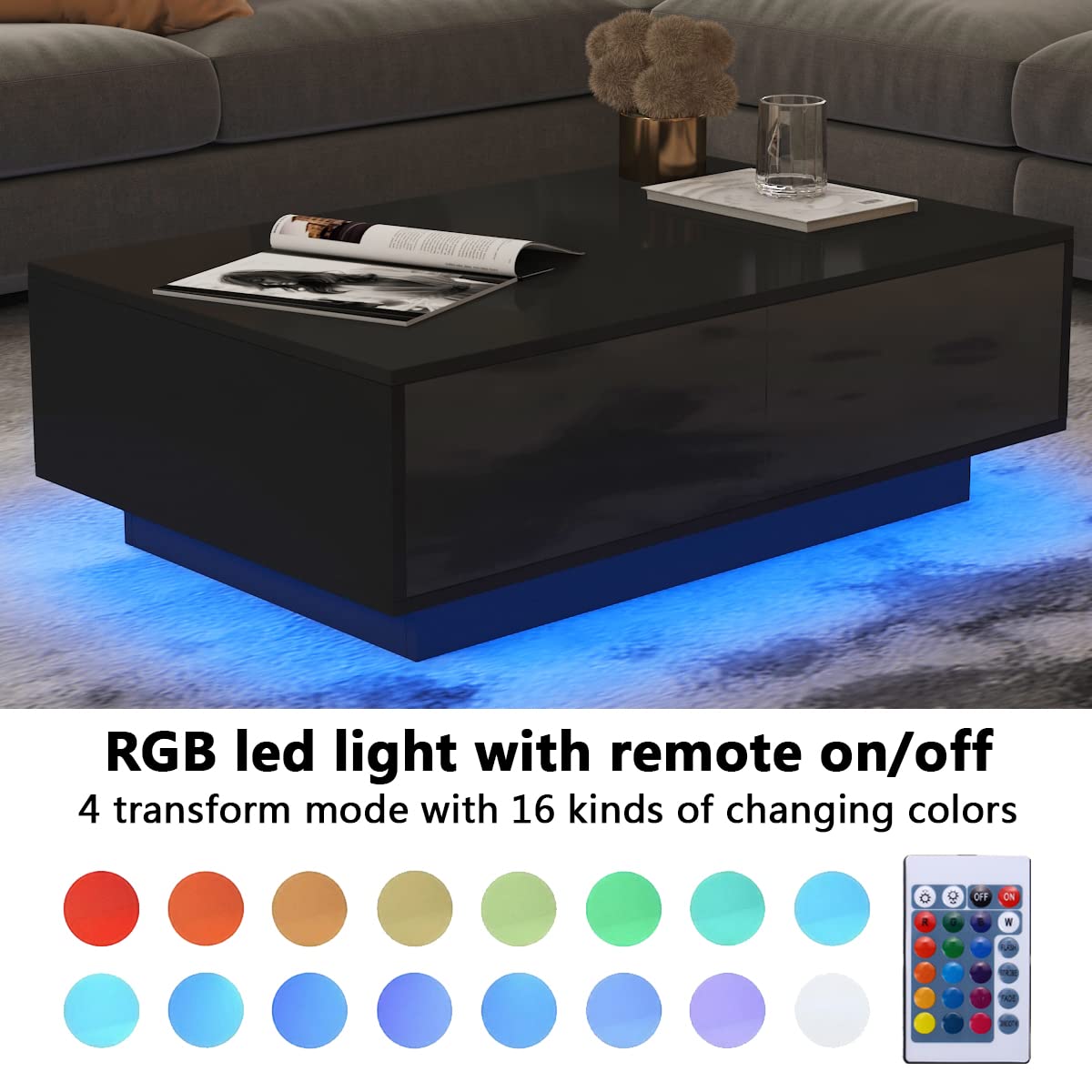 Buy Hommpa LED Coffee Tables for Living Room Modern Coffee Table with 4