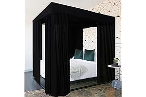 Black Canopy Bed Curtains Queen Bed Canopy Curtains for Adults Girls Bedroom Decoration