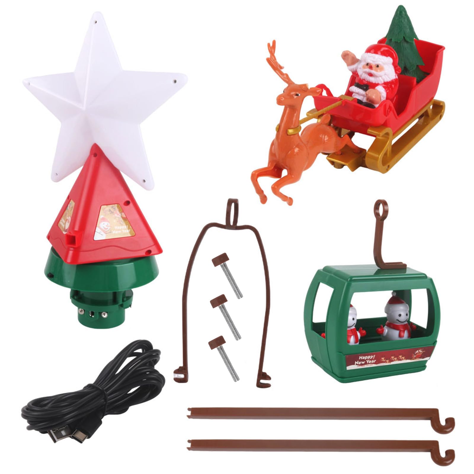 Árbol de Navidad giratorio con estrella líder con base equilibrada y características musicales para decoración de árbol de Navidad LED de cubierta cíclica
