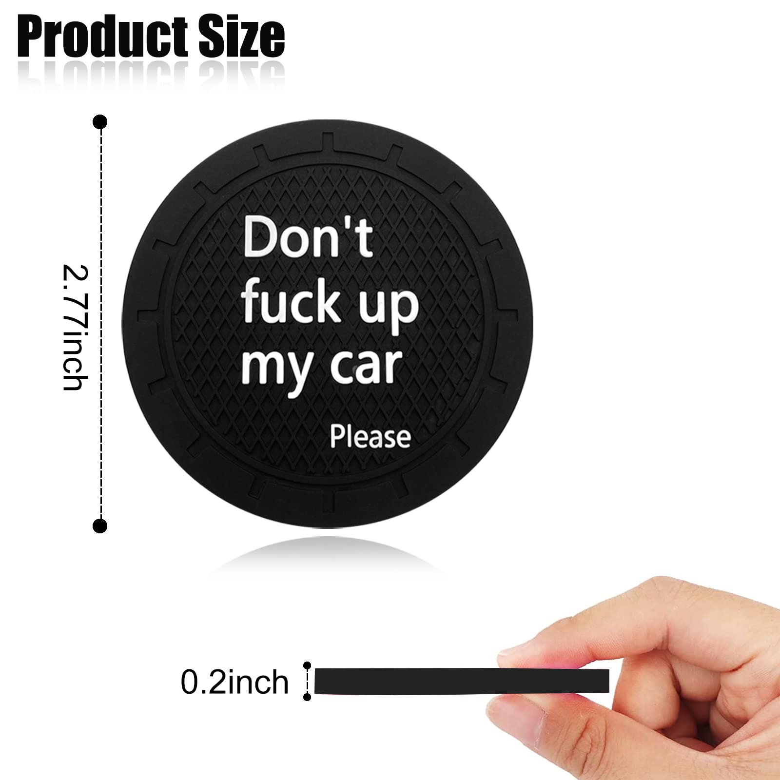 4Pcs Car Cup Holder Coasters, Don't Fuck up My Car Please, Universal Non-Slip Cup Holder Embedded Decorative Funny Coaster, Vehicle Interior Accessories Universal for Car, SUV, Truck(Black)