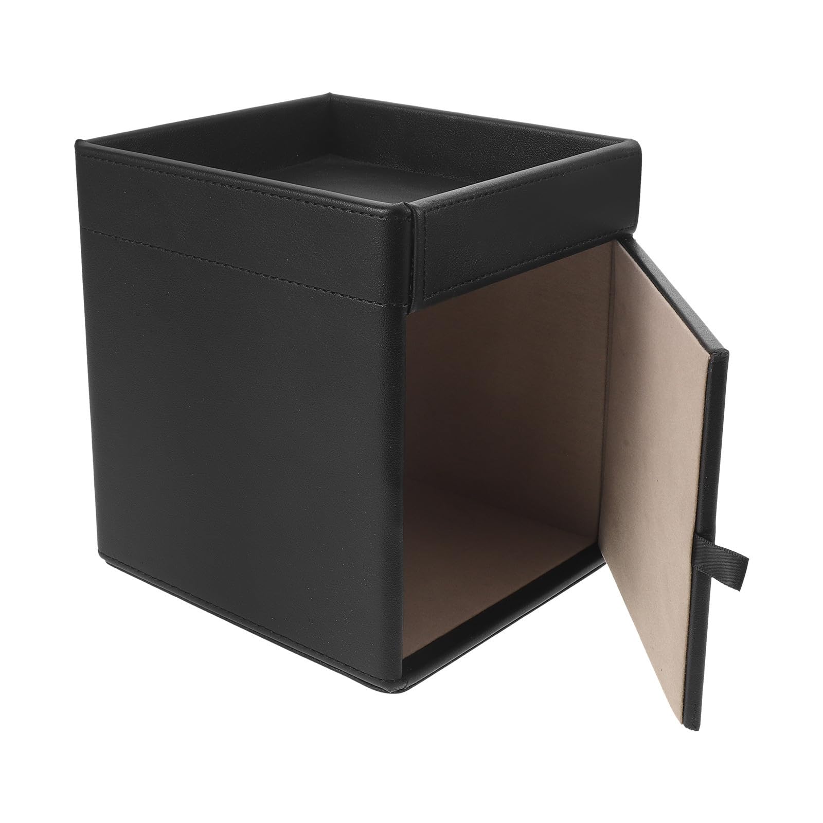 Caja de pañuelos de cuero con diseño elegante Hemobllo y organizador texturizado negro