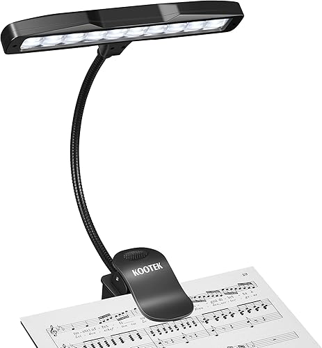 Kootek Luz portátil de clip para atril, lámpara orquesta con 10 luces LED, cuello ajustable, luz de lectura recargable, luces USB para leer