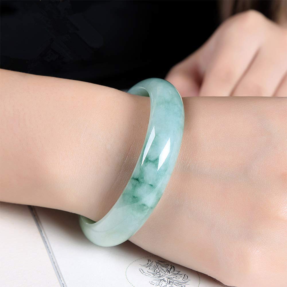 Brazalete de Jade Natural Hecho a Mano Bangle Mujer Charm Fashion Bracelet Jewelry para Abuela Amante Novia,Natural,54-56mm