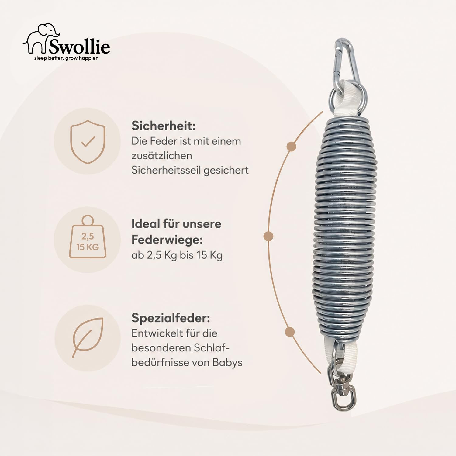Premium Federwiege Grau - Bio-Baumwolle - für Babys ab Geburt bis 15 Kg - Schafwollmatratze -geborgener Babyschlaf - ergonomische Liegefläche