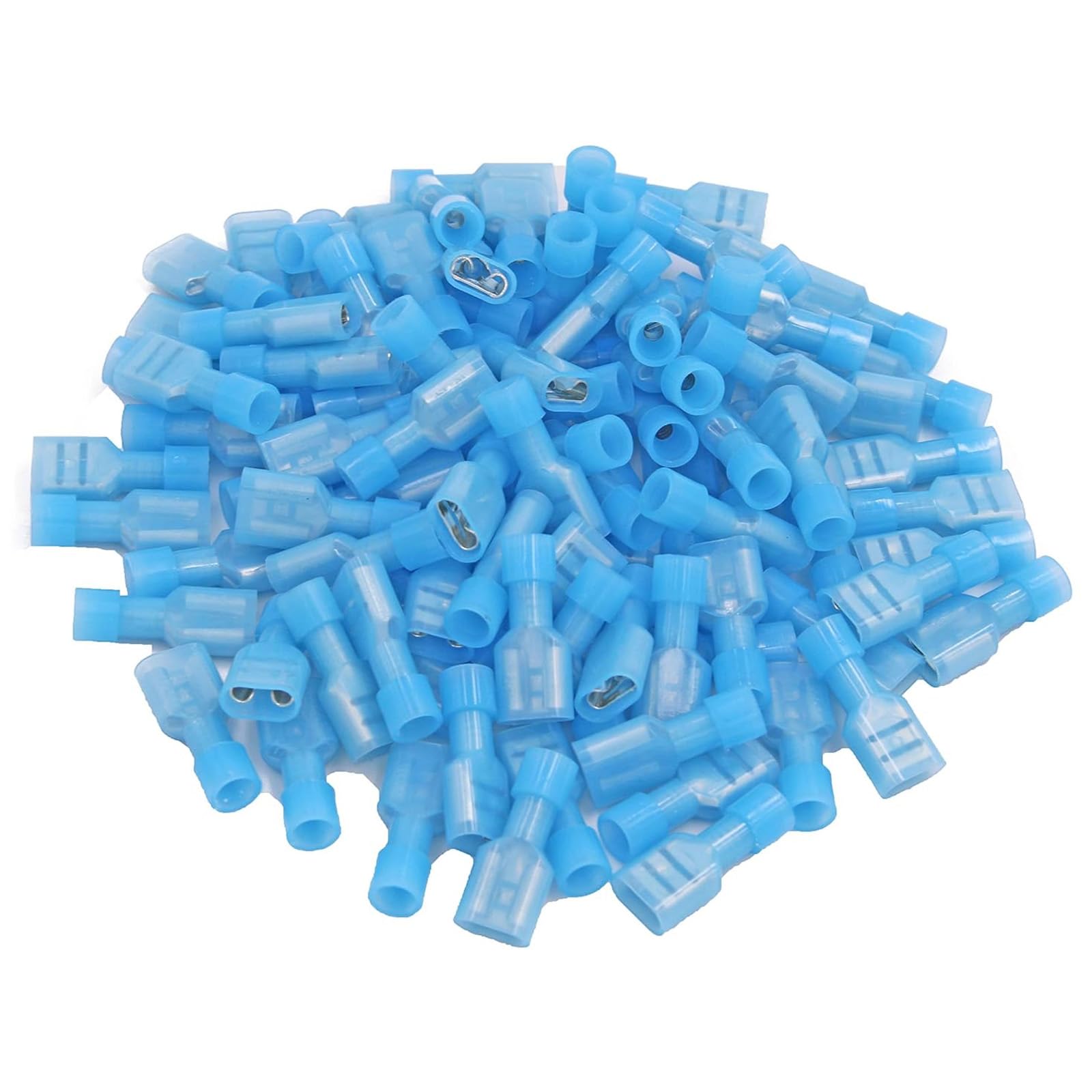 RuoFeng 100Pcs Fully Insulated Female Spade Connectors 16-14 Gauge Quick Disconnect Wire Connectors Crimp Terminals Nylon Blue Spade Connector for Automotive, Electronics (Female Blue 16-14)