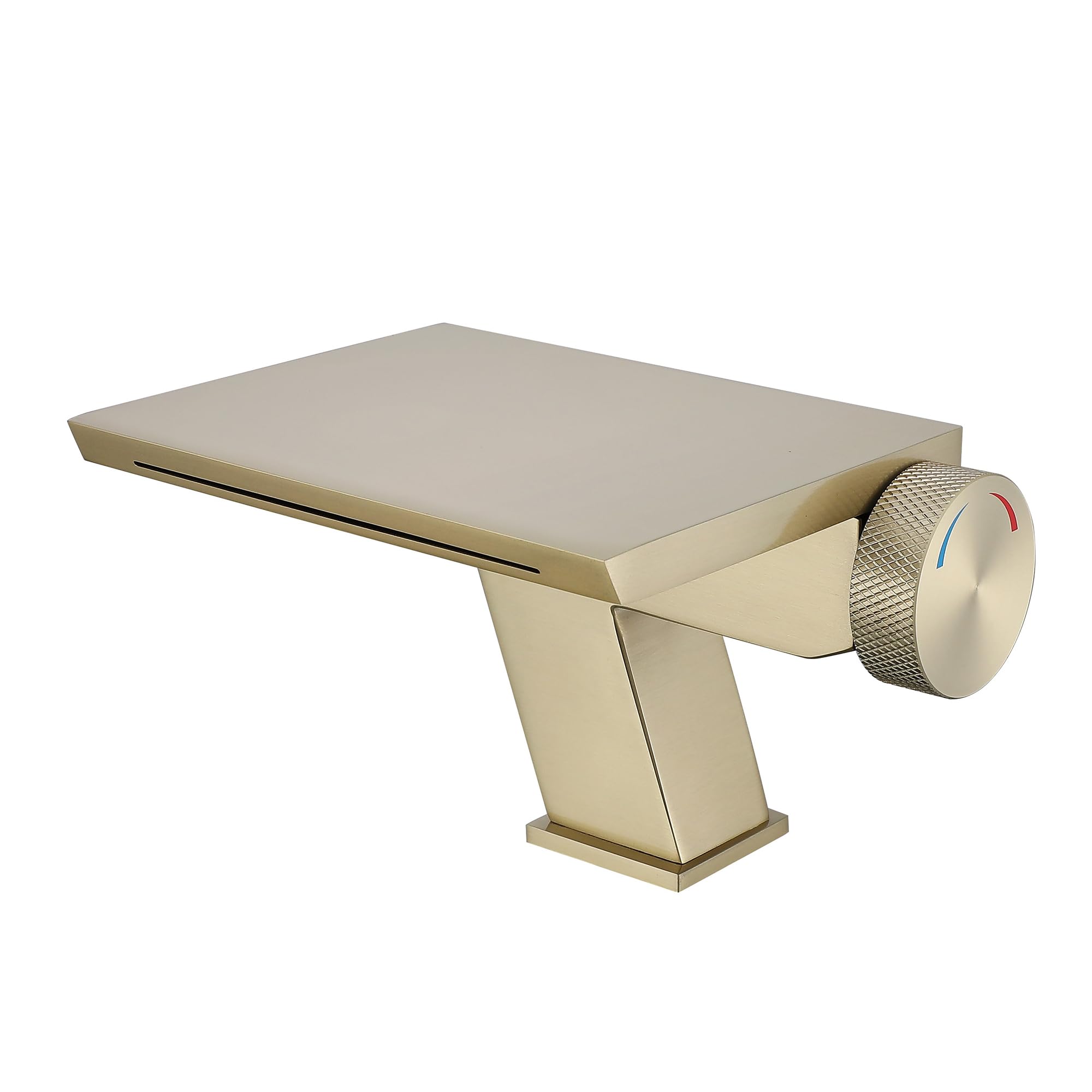 Rubinetto Bagno Lavabo a Cascata Oro Spazzolato,Miscelatore Lavabo Bagno in Ottone, Rubinetto Lavandino Bagno Moderno, Miscelatore Bagno Lavabo Monocomando per Lavabo