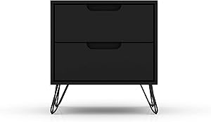 Manhattan Comfort Rockefeller Mid-Century Modern 2 Drawer Bedroom Nightstand, 20.08