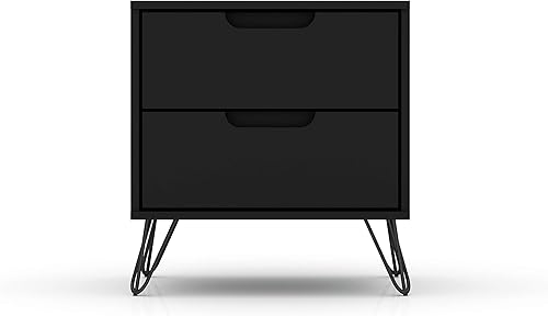 Miniatura 33 de Manhattan Comfort Rockefeller - Mesita de noche con cajones, mesa de noche moderna de mediados de siglo, organizador de almacenamiento y exhibición,