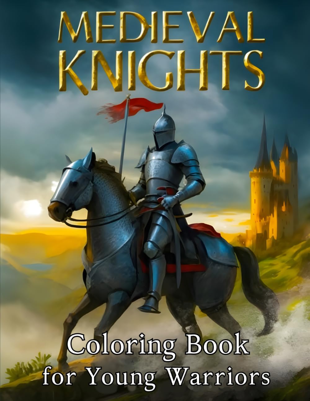 Medieval Knights Coloring Book for Young Warriors: 30 Exciting Large-Print Coloring Pages for Children Ages 6-12