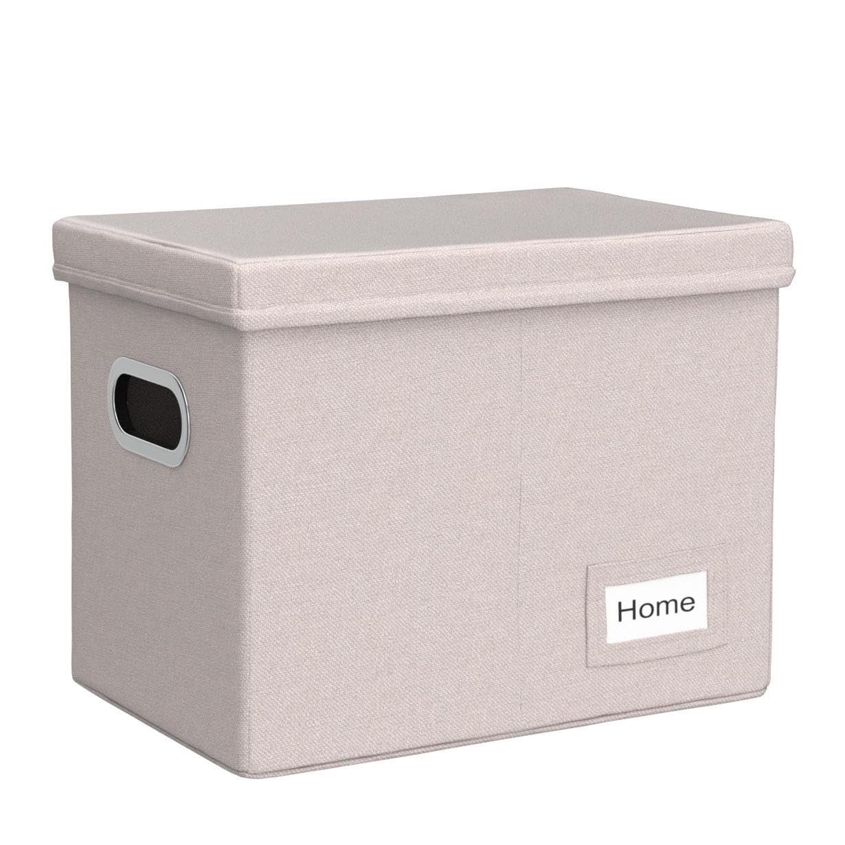 PRANDOM File Organizer Box - Set of 1 Collapsible Decorative Linen Filing Storage Hanging File Folders with Lids — view 4