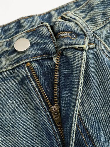 Image of CIDER Women's Ripped Jeans High Waisted Distressed Baggy Pants | Straight Wide Leg, Denim Pants