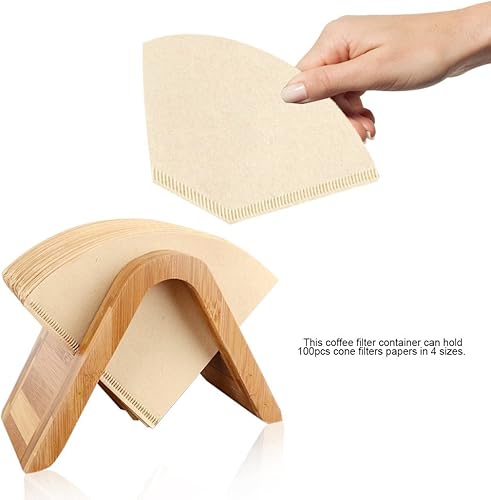 Miniatura 6 de Soporte de papel de filtro de café, soporte para filtros de café de cono de bambú, dispensador de filtro de café, dispensador para el hogar, cocina,