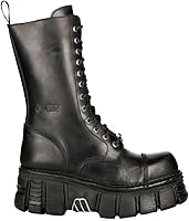 Vista 3 de New Rock Botas M-MILI211C-C1 Hombre Militar Metálico Negro Cordones 100% Cuero Techno Biker