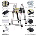 Telescoping Aluminum Ladder 16.5 FT Dual Purpose With Stabilizer - Adjustable Compact Step Climb for Household, RV, Outdoor Work - 330lb Load Capacity (2.5M+2.5M)