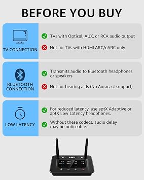 1Mii B03 Bluetooth 5.3 Transmitter Receiver for TV Home Stereo