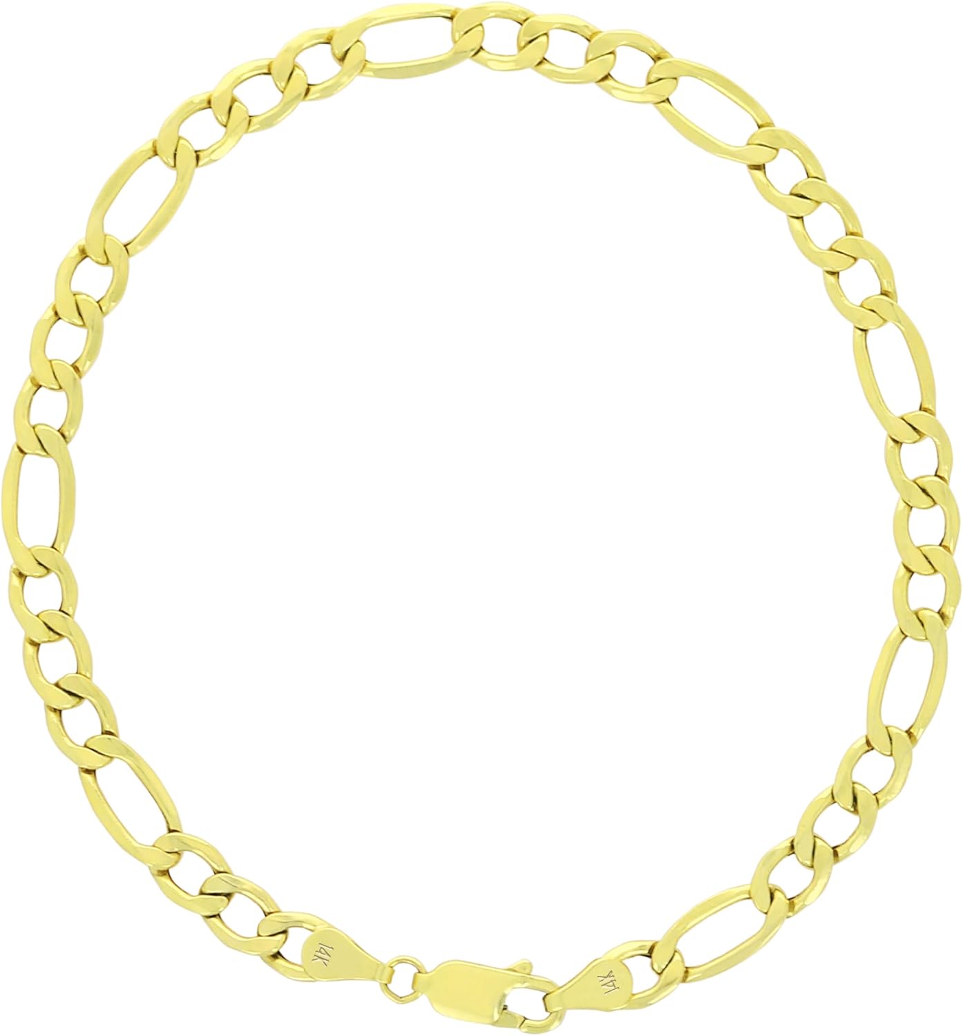 Nuragold 14k Real Yellow Gold Figaro Link 5.5mm Chain Bracelet (7"-9") Italian Jewelry for Men & Women - Image 2