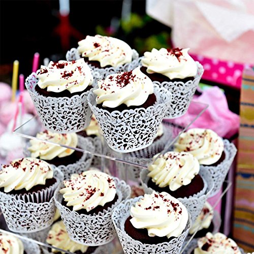 Golf 100Pcs Cupcake Wrappers Artistic Bake Cake Paper Filigree Little Vine Lace Laser Cut Liner Baking Cup Wraps Muffin Casetrays For Wedding Party Birthday Decoration (White) #TOP5
