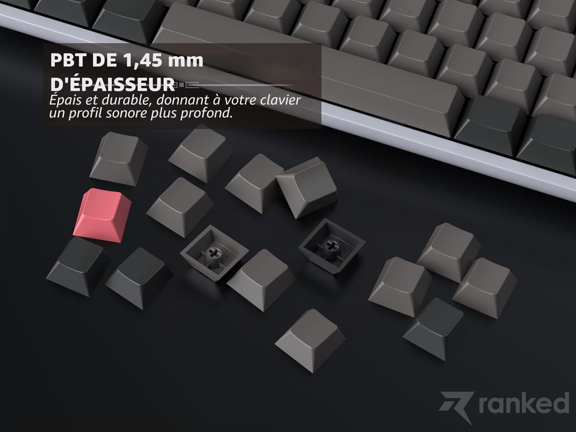 Ranked Set de Touches Vierges | 1.4 mm Thick PBT | Profil Cherry pour Clavier Mécaniques (Dolch, 139 Touches)