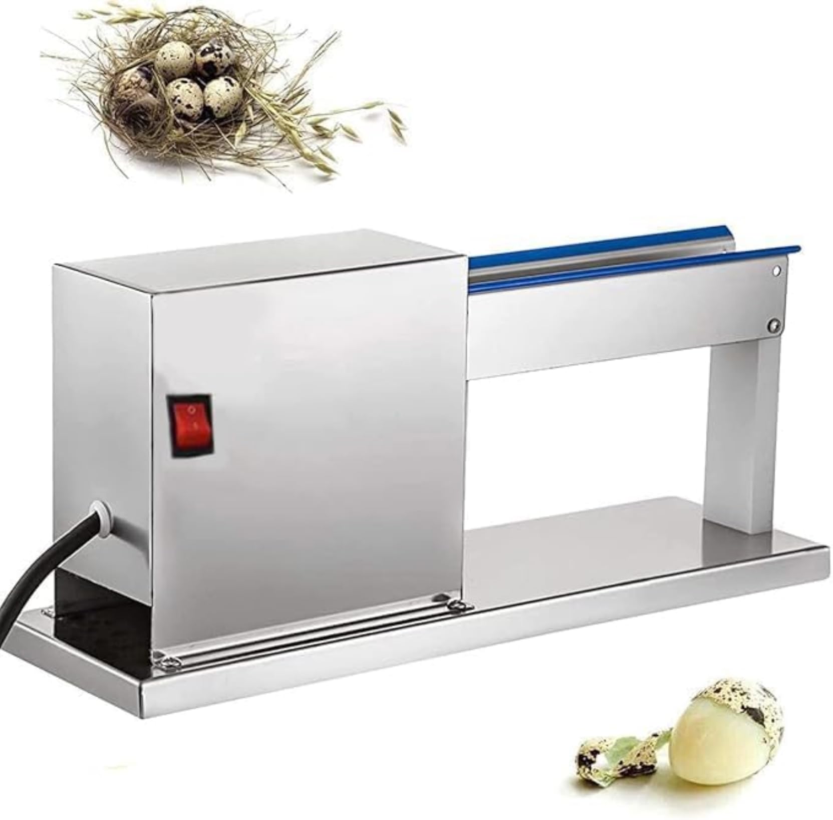 FHRKA Commercial Electric Quail Egg Peeler, 25KG/H High-Efficiency Boiled Egg Sheller, Durable 304 Stainless Steel,for Food Processing