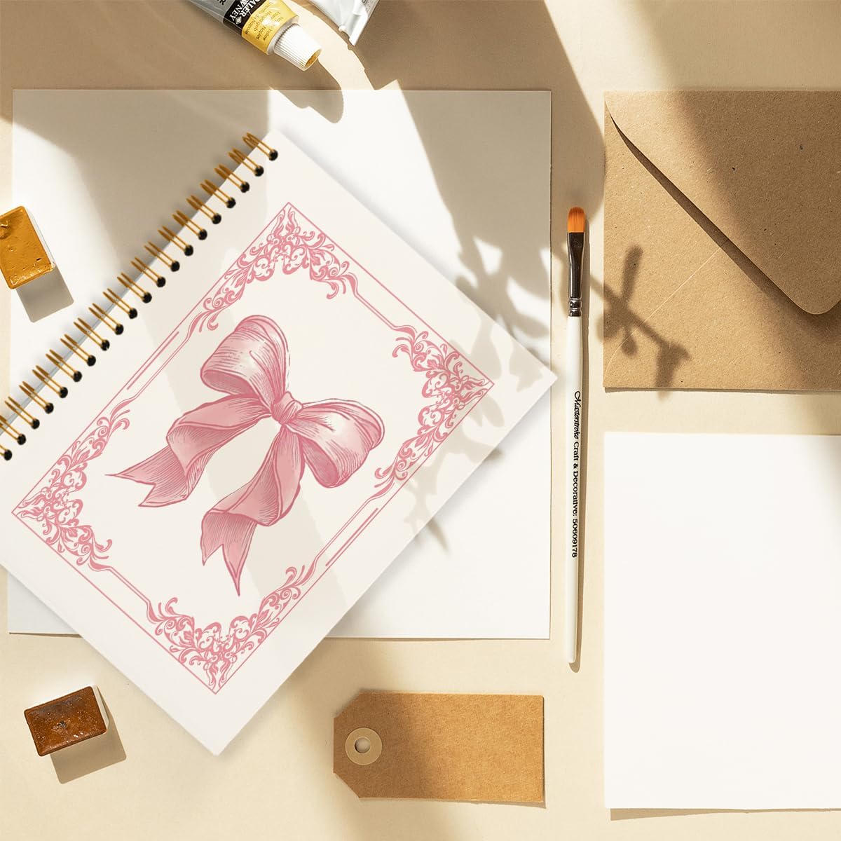 Pink Bow Coquette Notebook Journal, Preppy Notebook, Girly Notebook, Pink Aesthetic Notebook, Pink Desk Accessories for Women, Preppy Office Supplies, Hardcover Spiral Notebook 5.5x8.3 - Image 3