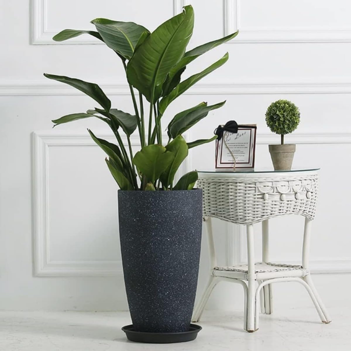 プランター 大型 おしゃれ 受け皿付き 植木鉢 大型 軽量 屋内 屋外用 プランター 深型 排水穴付き 観葉植物 鉢 植木鉢 (ダー