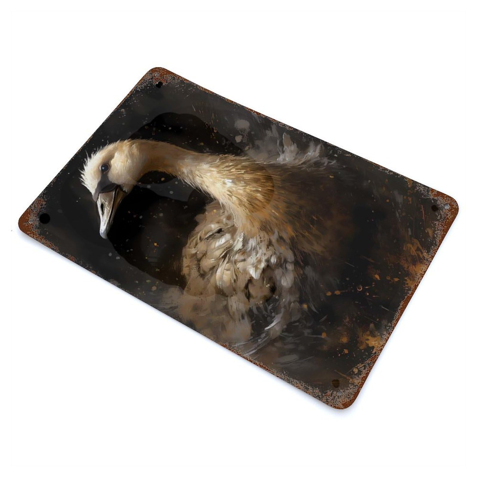 Goose Adorable Vintage Rust Metal Sign 11.8"x7.9", Shabby Chic Decor for Garage, Pub Or Kitchen