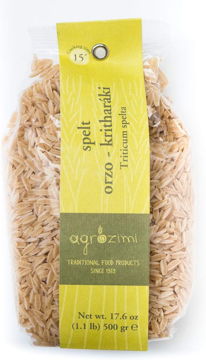Agrozimi Spelt Kritharaki: Greek Orzo Pasta - 17.6oz | Vegan, Bronze Die-Cut, Naturally Air-Dried | Wholesome Mediterranean Delight