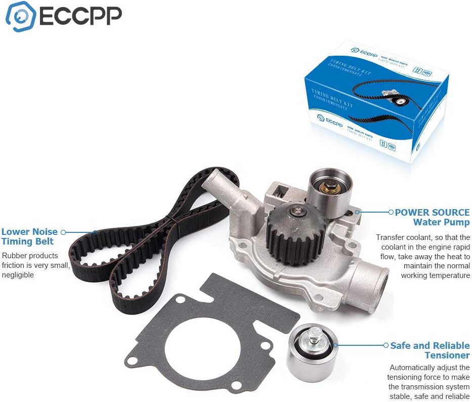 ECCPP Timing Belt Kit with Water Pump Compatible 1992 1993 1994 1995 1996 For Ford Escort l4 1.9L 1992 1993 1994 1995 1996 For Mercury Tracer l4 1.9L TCK194 TCKWP194 TBK4125 WP4125
