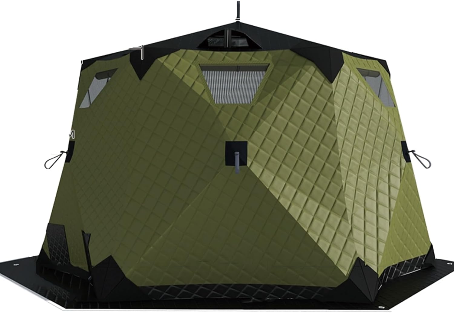 Ice Fishing Tents Ice Fishing Tent Insulated with Floor Mat,6-10 Person Pop-Up Ice House Ice Shanty - Portable Hexagon Winter Ice Fishing Shelter with Stove Jack Carrying Bag