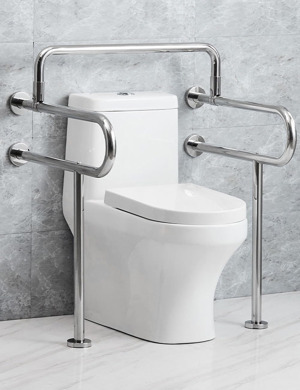 Handicap Barres d'appui pour toilettes de 70 cm, barre de sécurité pour personnes âgées, personnes âgées, handicapées, montage mural au sol