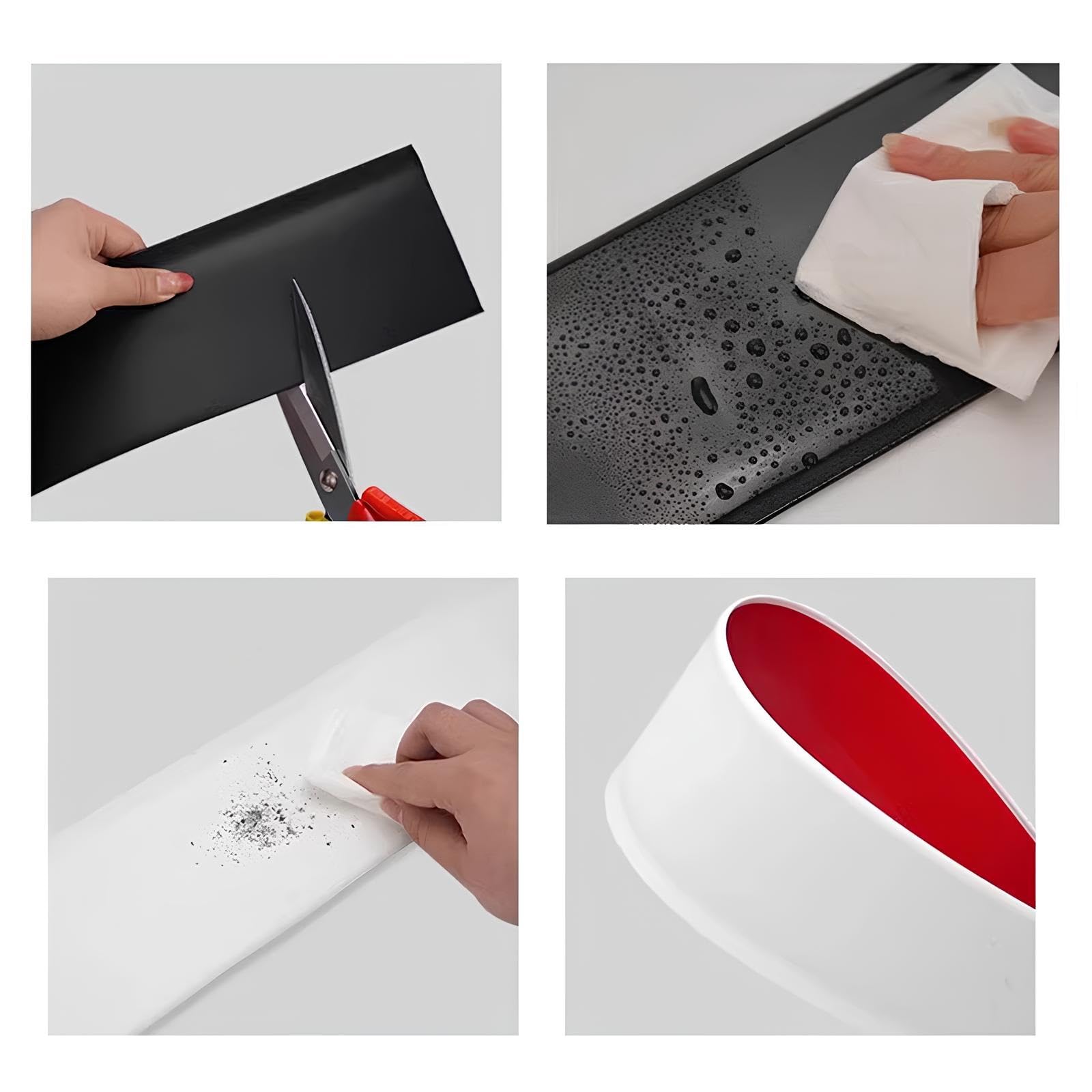 Rodapié autoadhesivo suave de PVC gris, 5 m x 10 cm, para sellado de bordes del suelo y protección de pared, fácil instalación de despegar y pegar