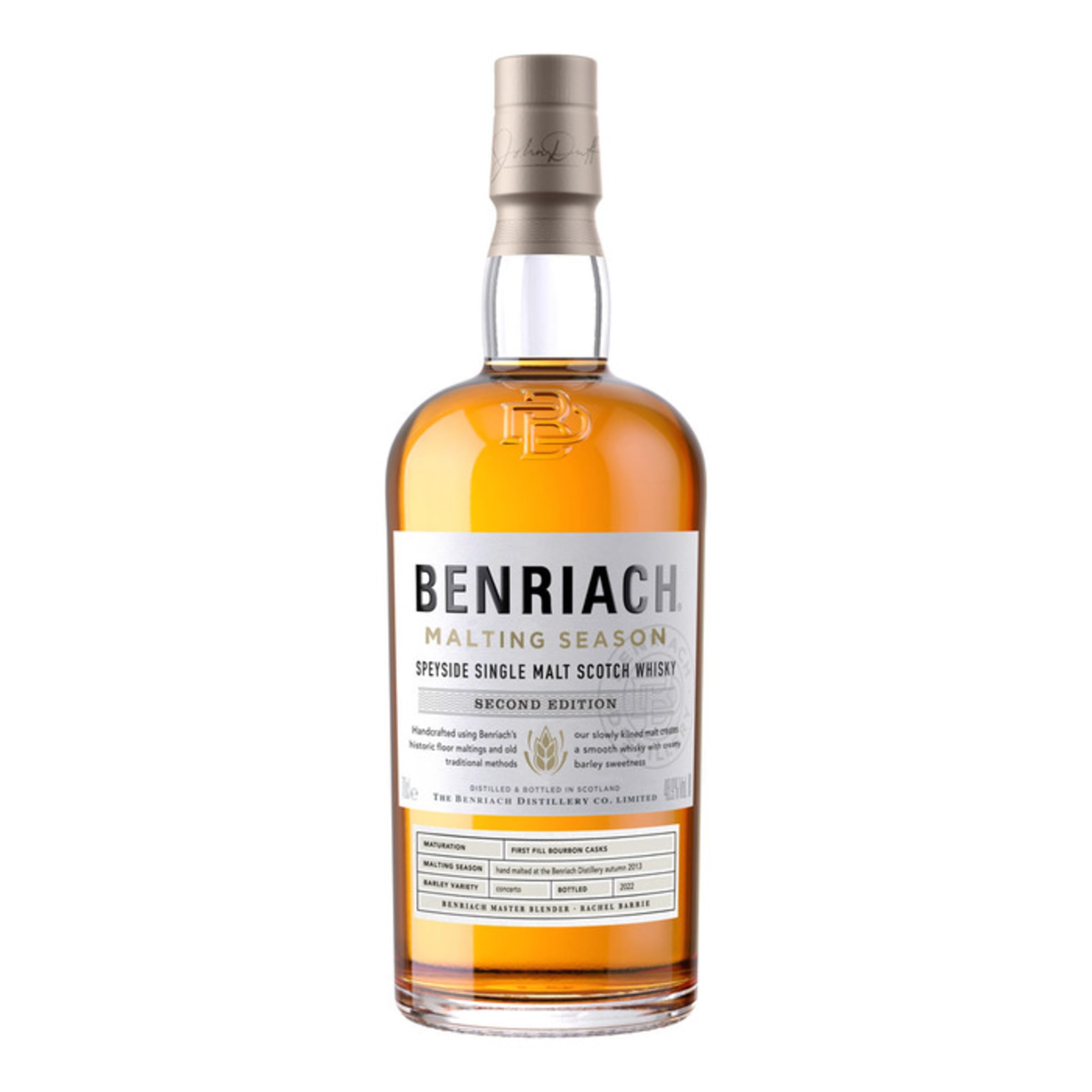 BENRIACH MALTING SEASON - Speyside Single Malt Whisky - Inklusive Geschenkverpackung - Ein Mix aus gebrannten Mandeln, getrocknetem Pfirsich und Vanille - 0.7L/48,7% Vol.