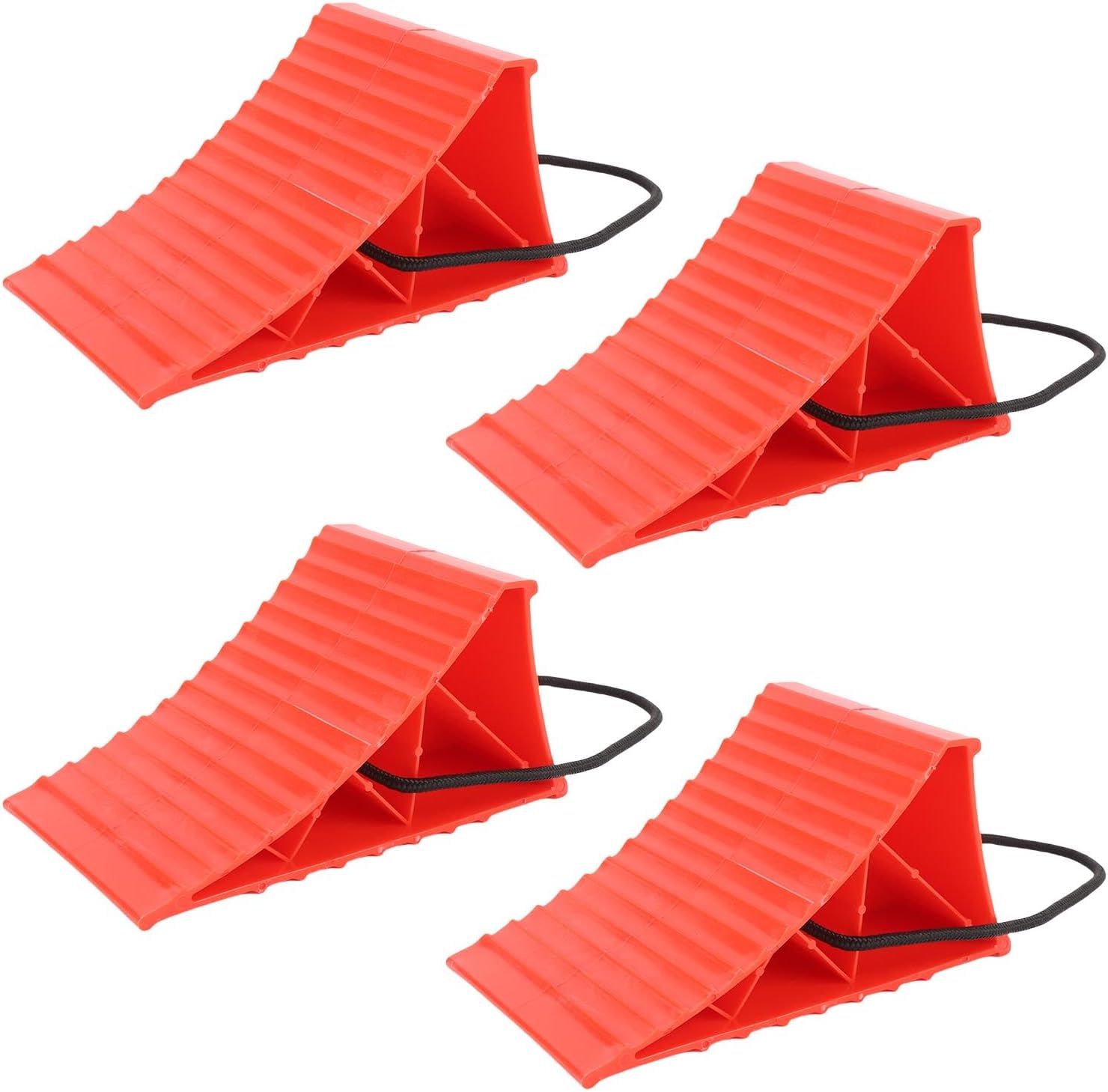 Fabater Wheel Chocks, Heavy Duty Non Slip RV Wheel Chocks, Trailer with Rope Handle for RV Semi Trucks Utility Tractor Trailer (Red)