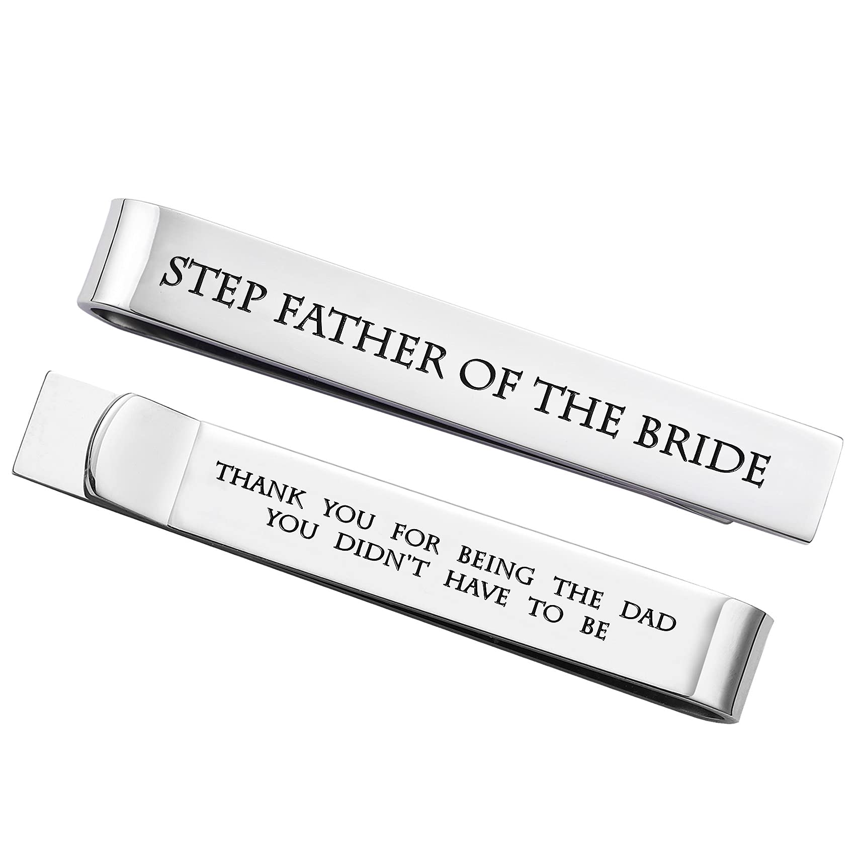 Clips de corbata de boda de acero inoxidable con acabado pulido premium 7