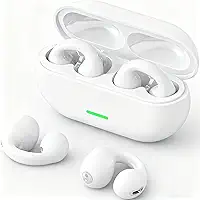 Ouvido sem Fio Com Clipe de Orelha Aberto, Fones de Ouvido Esportivos sem Fio Bluetooth 5.3, Microfone e Gancho de Orelha Integrados, 36 Horas de Reprodução, Design à Prova D'água(Branco)