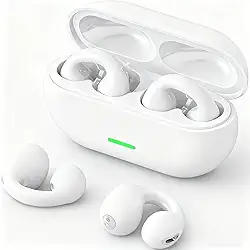 Ouvido sem Fio Com Clipe de Orelha Aberto, Fones de Ouvido Esportivos sem Fio Bluetooth 5.3, Microfone e Gancho de Orelha Integrados, 36 Horas de Reprodução, Design à Prova D'água(Branco)