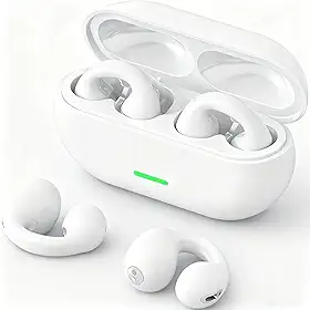 Ouvido sem Fio Com Clipe de Orelha Aberto, Fones de Ouvido Esportivos sem Fio Bluetooth 5.3, Microfone e Gancho de Orelha Integrados, 36 Horas de Reprodução, Design à Prova D'água(Branco)