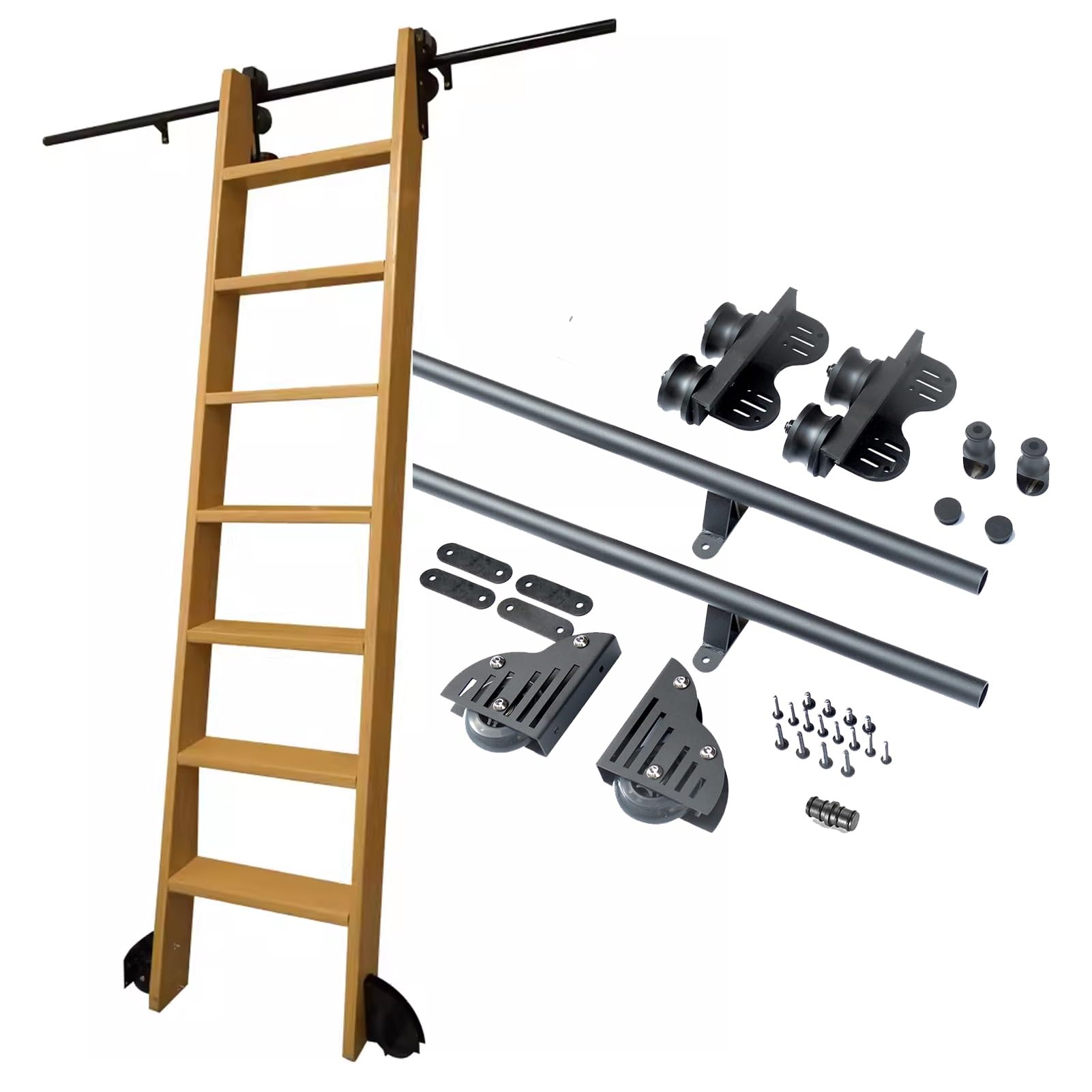 Kit rail pour échelle en bois afin d'accéder facilement aux placards hauts et au grenier