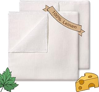 ecooe Passiertuch 100% Leinen 50 * 50cm Reißfeste Filter Cloth für Nussmilch Käseherstellung Saft und Suppe, Waschmaschine...