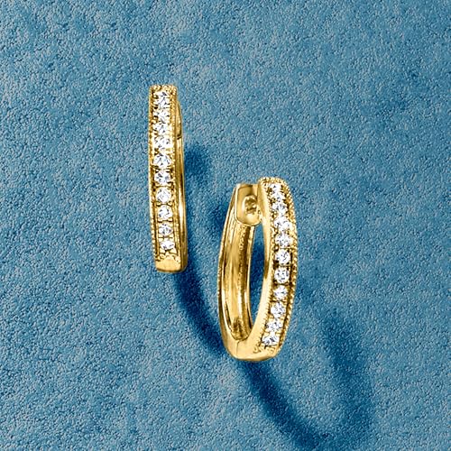 Ross-Simons 0.25 ct. t.w. Diamond Hoop Earrings With Beaded Edge in 18kt Gold Over Sterling3