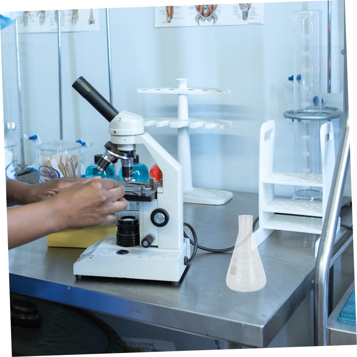 Cabilock Kit de 4 Matraces Erlenmeyer de Vidrio Borosilicato Cónicos, Alta Pureza, Uso Seguro al Calentar, sin Rebabas para Laboratorio y Escuela