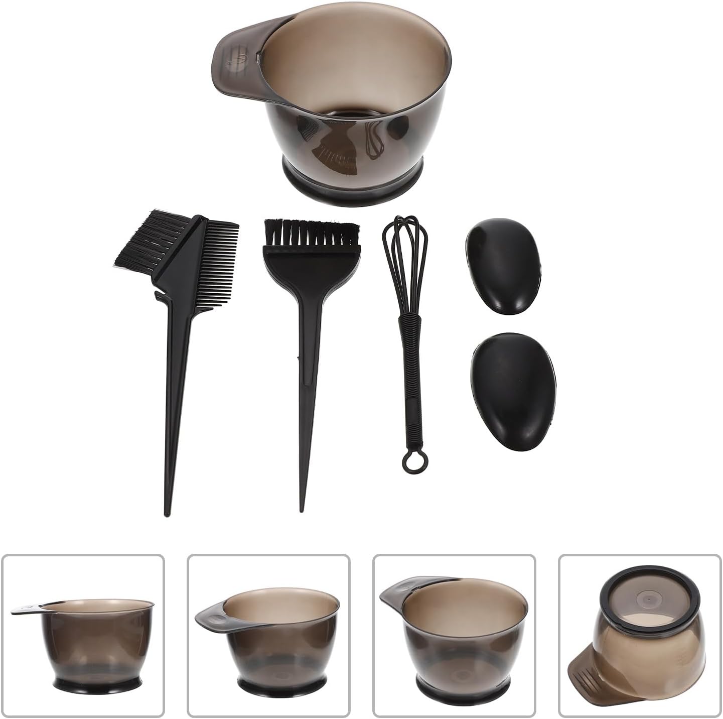 Healifty 5Pcs Black Hair Dye Kit, Professional Salon Color Mixing Bowl Set with Brush Comb Whisk Mixer and Ear Covers for DIY Developer Permanent Coloring Salon and Home Hair Care