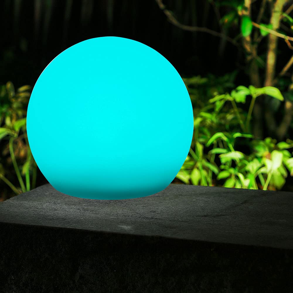 Dapo 2x Hochwertige LED-Außen-Garten-Solar-Kugel-Leuchte BIRTA mit Spieß, USB-Kabel und Fernbedienung, Reichweite 6m, Kunststoff, 2 x LED farbechselnd-tageslichtweiß, IP44, (Durchmesser 25cm)