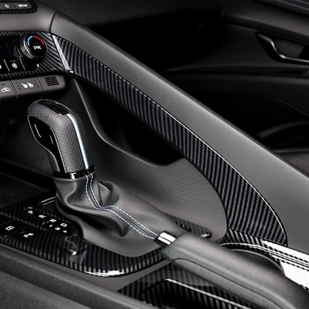 Carbon Fiber Style Handbrake Trim Cover Compatible with Hyundai Elantra N Line CN7 Automotive Accessories
