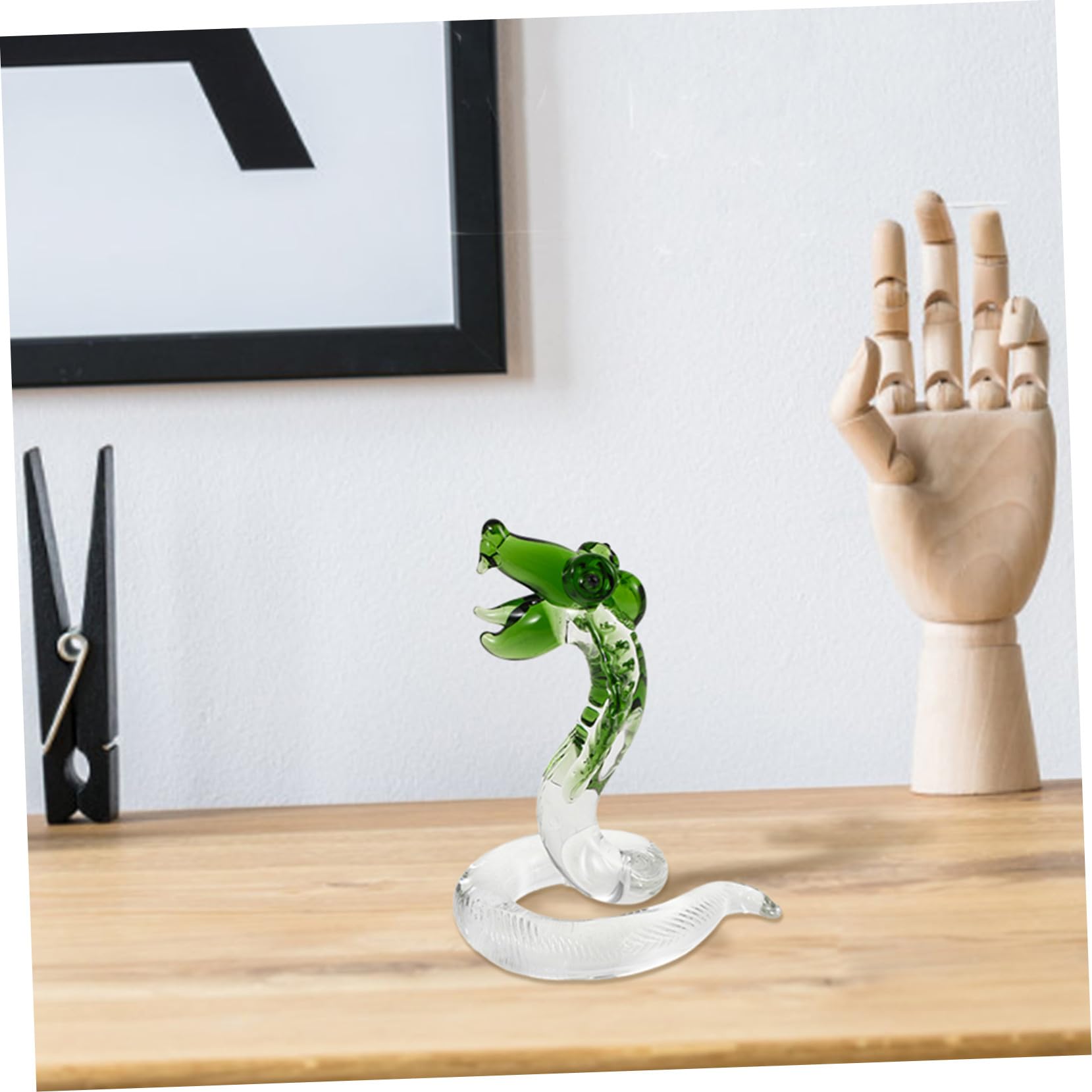 Veemoon 5 Piezas Figurilla Serpiente de Cristal Verde Escultura Decorativa Elegante para Escritorio Estatua Artesanal con Base Estable Decoración Delicada para Hogar y Oficina Diseño
