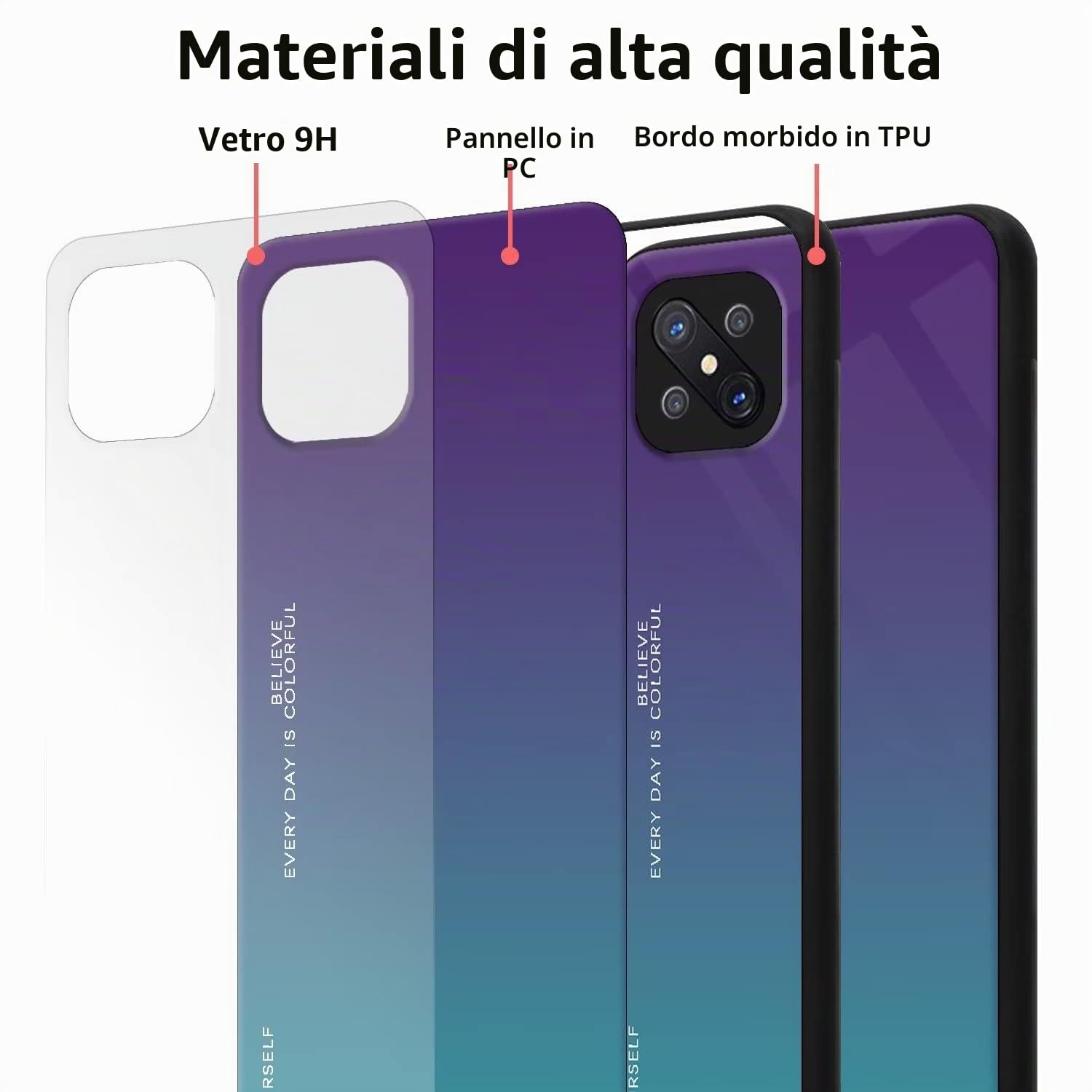 RankOne Custodia con Glitter Sfumati per OPPO Reno4 Z 5G (6.57 Inches), Cover Protettiva per Telefono Sottile e Sottile - 3