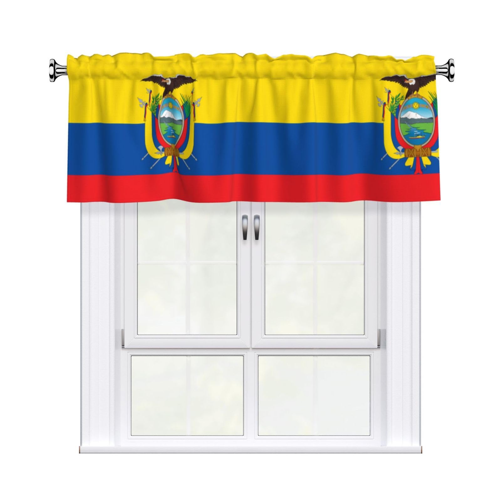 YYHHAOFA Flag of Ecuador Prints Durable Kitchen Window Layer – 54x18 Inch 100% Polyester Valance with Precision Construction