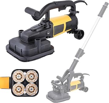 Electric Floor Grinding Machine,3800W Concrete Grinder Kit with 4 Heads,3 Grinding Discs,6 Speed Settings for Cement,Tile,Marble,Granite