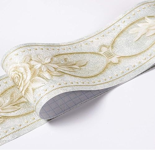 Miniatura 3 de Simplemuji - Borde autoadhesivo de 16.4 ft (16.4 ft), diseño de peonía verde 3D, impermeable, fácil de aplicar, 4 pulgadas por 16.5 pies