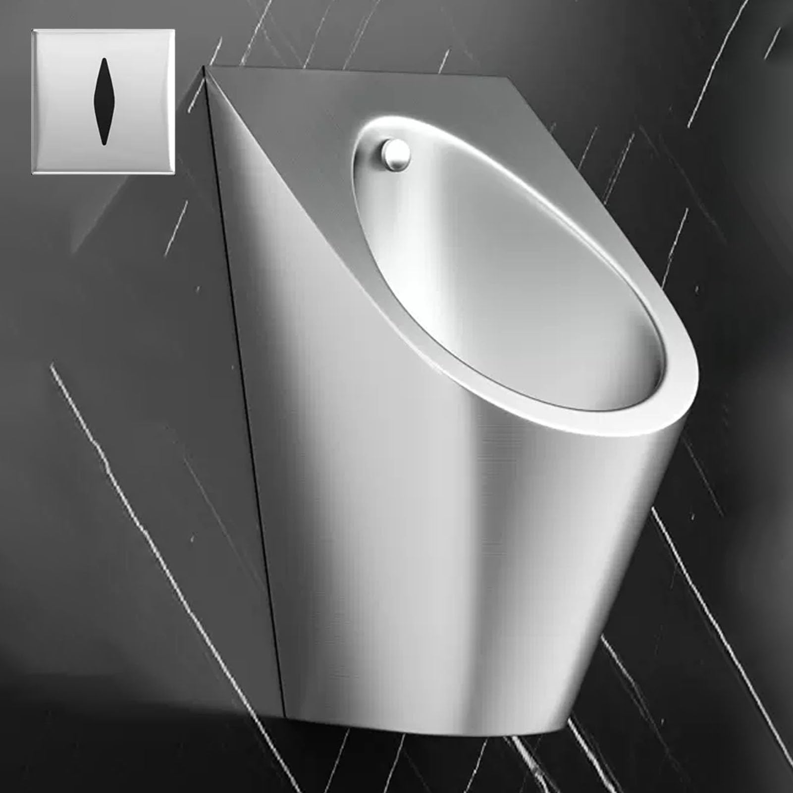 OTQEFTN Stainless Steel Urinal, Sensor Splash-Proof Urinal, Wall Mounted Men's Urinal with Automatic Flush System, Sanitary Ware Public Toilet, for Schools, Shopping Mall
